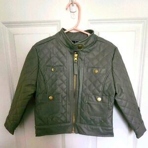 YMI Girls Size 3T Gray Quilted Faux Leather Moto Jacket